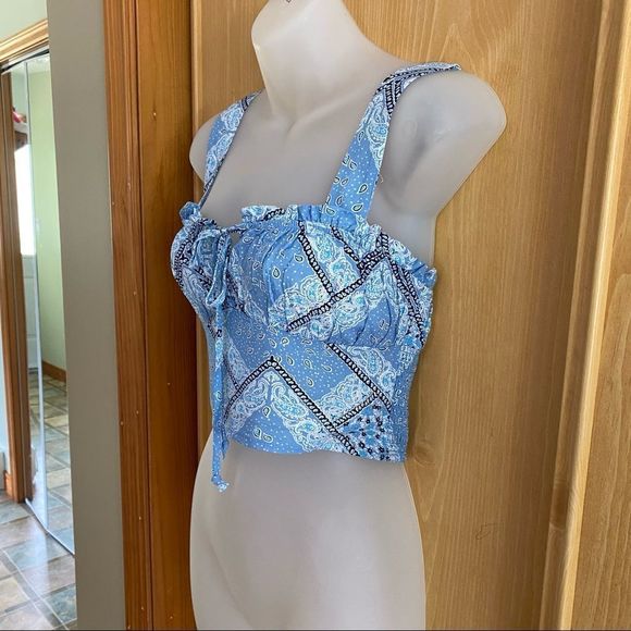 LA Hearts • Keyhole Corset Top in Blue Bandana - Picture 6 of 12